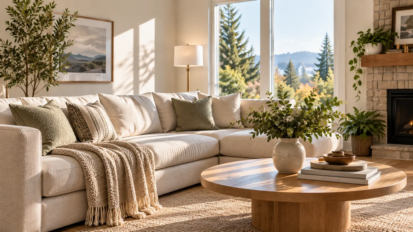 Fully refreshed living room prepared after a deep cleaning.